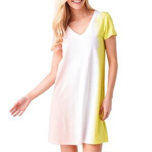 ATM Anthony Thomas Melillo Classic V-Neck Ombre Dip Dye Mini Dress Sz M NWOT